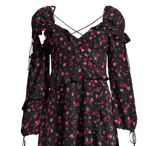 🍒NWT FL&L ROSIE CHERRY BLOSSOM ASYMMETRICAL DRESS - Picture 2 of 4